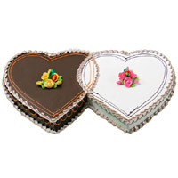 Heart Shaped Cakes to India including 3 Kg Double Heart Chocolate Vanilla 2-in-1 Cake in India