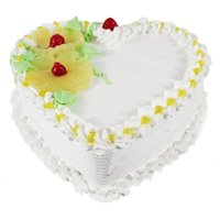 Send Eggless Cake to India - Pineapple Heart Cake in India