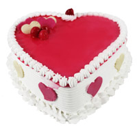 Wedding Cake to India. 3 Kg Heart Shape Strawberry Cake to India
