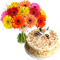 Send Online Birthday Cake to India - Gerbera Bouquet to India